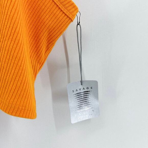 Savage x Fenty Rihanna Orange Essential Heavy Rib Cropped Logo Tank 1X NWT - Picture 5 of 6